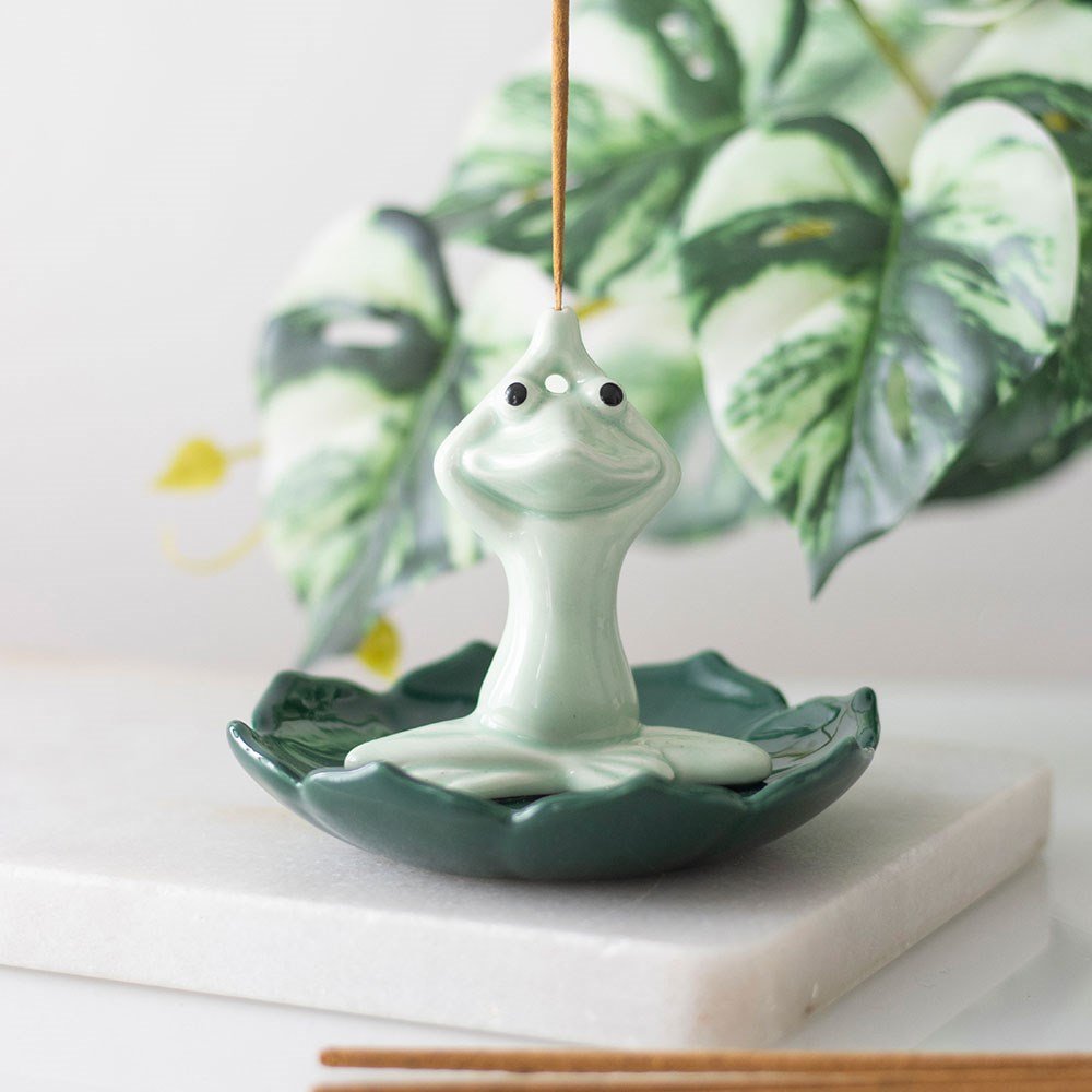 Yoga frog rökelsehållare i keramik