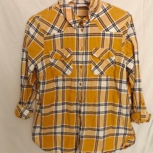Noisy May Flanellskjorta ~ Gul/Vit Roll-Up ~ Strl M