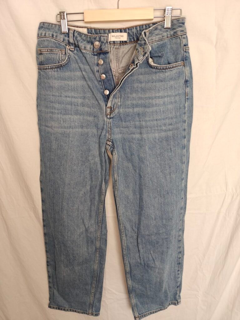 Selected Femme Straight Fit Jeans ~ Blå Knappgylf ~ Strl W29/L30