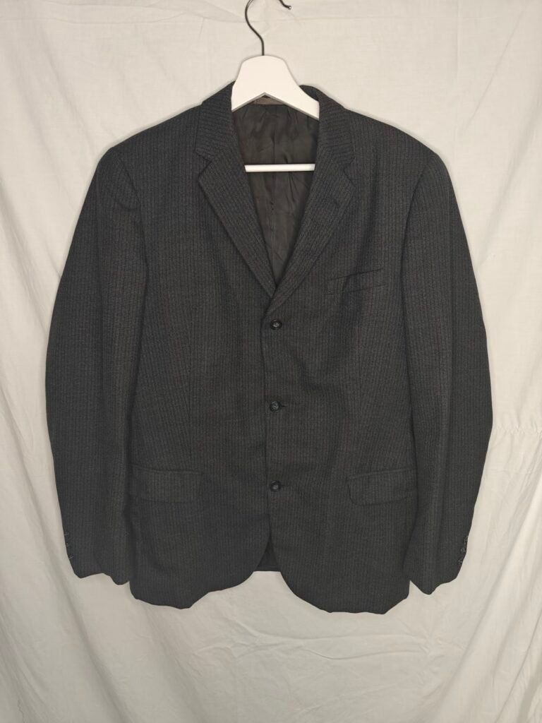 Bergmans Stockholm Kavaj ~ Grå/Grön/Blå Randig Wool Worsted ~ Strl Ej angiven